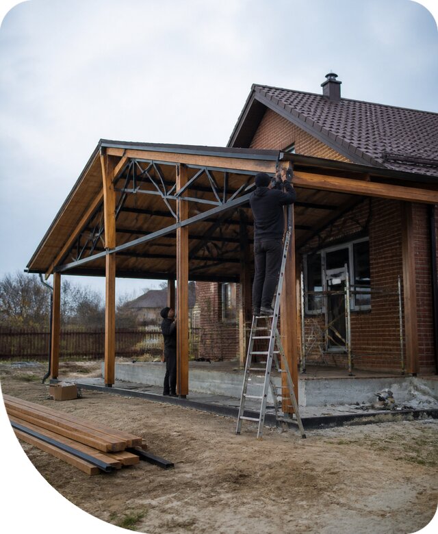 Пристройка навеса к дому и участку в Баксане под ключ