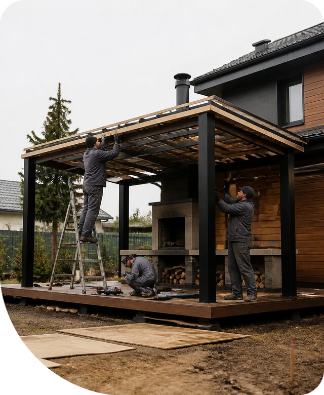 Навес для барбекю в Баксане под ключ от проектирования до монтажа